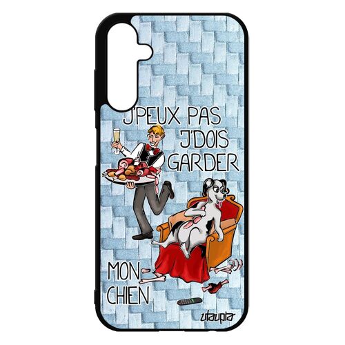 Coque J'peux Pas J'dois Garder Mon Chien Samsung A25 5g Silicone Etui Texte Smartphone Drole Telephone Humour Comique Bd Bleu Galaxy