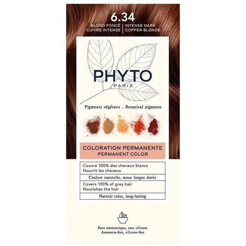Coloration Permanente - Phyto - Phytocolor 6.34 - Blond Foncé Doré - Sans Ammoniaque - Crème 