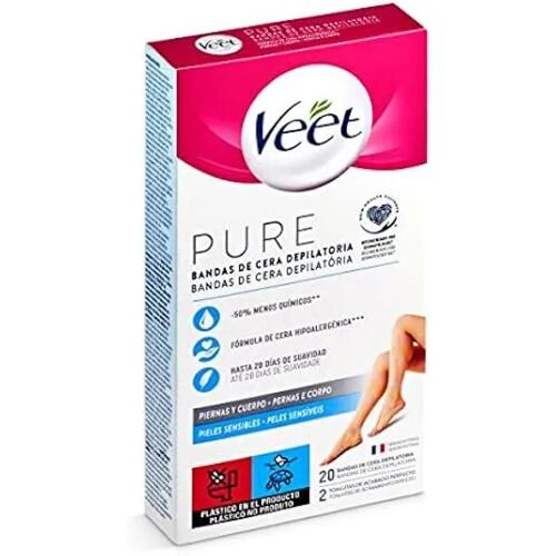 Bandes De Cire - Veet - Piel Sensible - 20 Unités - Dépilatoires - Corps 