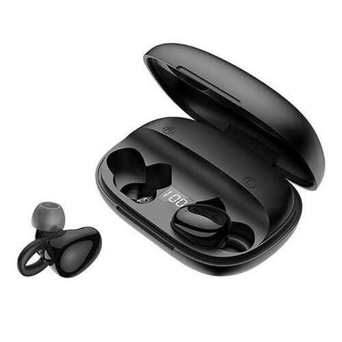 écouteurs sans fil Bluetooth 5.0 bilatéraux TWS étanches avec affichage numérique pour Hu, noir