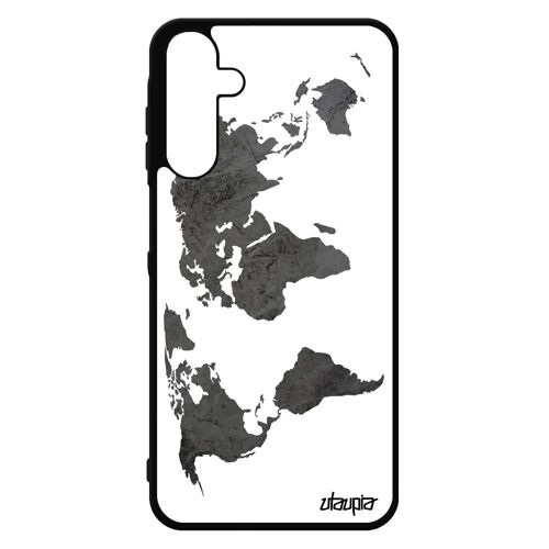 Coque Carte Monde Samsung A15 4g 5g En Silicone Pays Bumper Motif Jolie Atlas Noir Planete Gris Globe Souple Terre Antichoc Galaxy