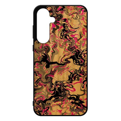 Coque Samsung Galaxy A55 5g Bois Silicone Marbre Rose Peinture Artisanat Fantaisie Coloré Forme Texture Case Rigide Made In France