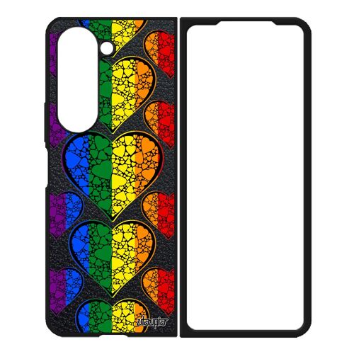 Coque Pour Samsung Z Fold 5 Silicone Drapeau Gay Pride Marche Des Fiertés Coeur Arc En Ciel Smartphone Noir Gaypride I Love Galaxy