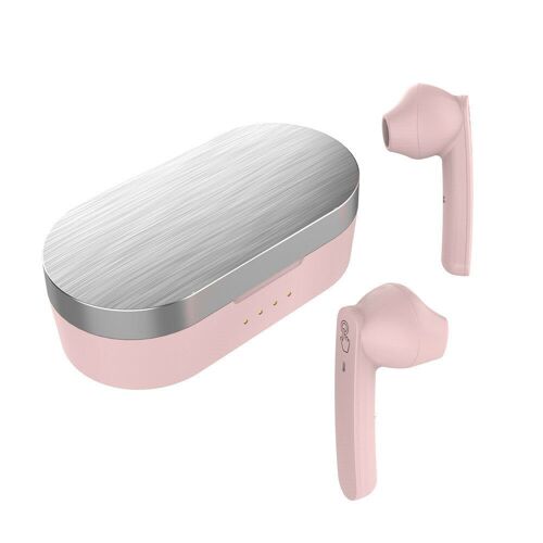 Touch Control Bluetooth 5.0 écouteurs TWS Stéréo sans Fil Appel Binaural écouteurs Intra-auriculaires avec Micro HD, Rose