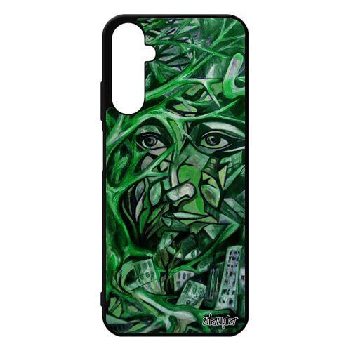 Coque Portrait Street Art Pour Galaxy A05s Silicone Artisanat Arbre Immeubles Peinture Huile Noir Original Telephone Femme Samsung