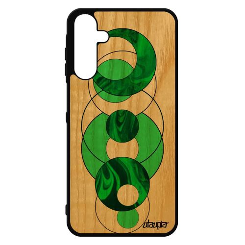 Coque Marbre Samsung A15 4g 5g En Bois Silicone Motif Vert Telephone Geometrique Contemporain Housse Fait Main Rigide Design Galaxy