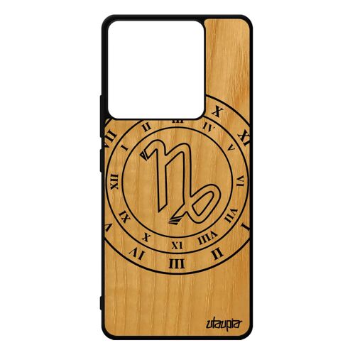 Coque En Vrai Bois Signe Astrologique Capricorne Xiaomi Redmi Note 13 Pro 5g Silicone Univers Housse Du Zodiaque Noir Dessin 4g Etui