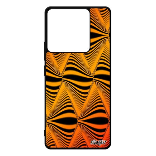 Coque Xiaomi Redmi Note 13 Pro 5g Silicone Illusion D'optique Vague Portable Design Pas Cher Effet Triangle Losange Antichoc Orange