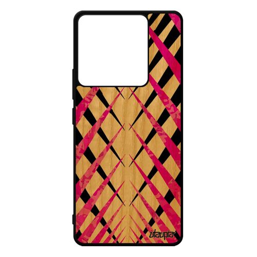 Coque Xiaomi Redmi Note 13 Pro 5g Bois Silicone Design Carreau Tartan Jolie Personnalisé Rose Fond Motif Geometrique Antichoc Case