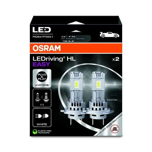 2 Ampoules Feu Auto Ledriving® Hl Easy H7/H18 Osram 64210dwesy-2hb