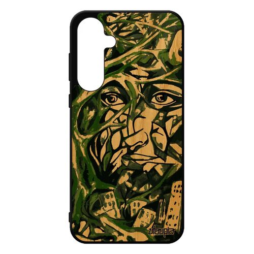 Coque A55 5g Bois Silicone Portrait Street Art Immeubles Vert Visage Antichoc Peinture Huile Original Abstrait Femme Samsung Galaxy