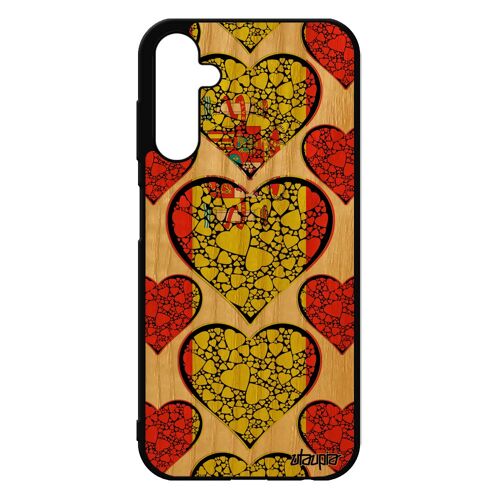 Coque Samsung A25 5g En Bois Veritable Silicone Drapeau Espagne Espagnol Foot Jeux Olympiques Coupe D'europe Rigide Tpu Coeur Galaxy