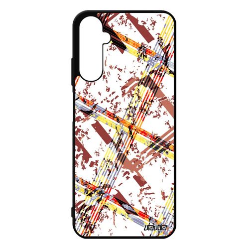 Coque Pour A05s Silicone Carreau Tartan Geometrique Marron Carre Effet Jolie Original Design Souple Housse Noir Motif Samsung Galaxy