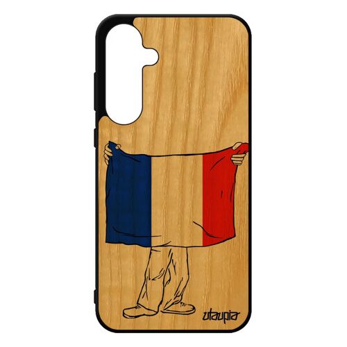 Coque Drapeau France Français Pour Samsung Galaxy A55 5g Bois Silicone Foot Cover Rugby Jeux Olympiques Portable Coupe Du Monde Jo