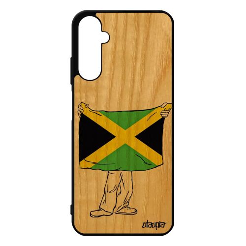 Coque Samsung A05s En Bois Silicone Drapeau Jamaique Jamaicain Foot Caoutchouc Rasta Football Dessin Case Gel Jeux Olympiques Galaxy