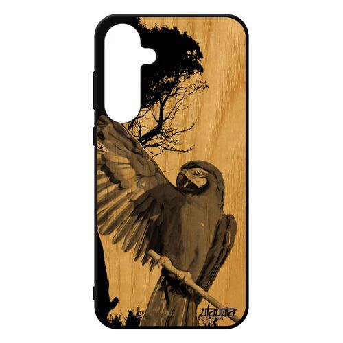Coque Pour A55 5g Bois Silicone Perroquet Perruche Design Bumper Oiseau Gris Telephone Caoutchouc Animaux Antichoc De Samsung Galaxy