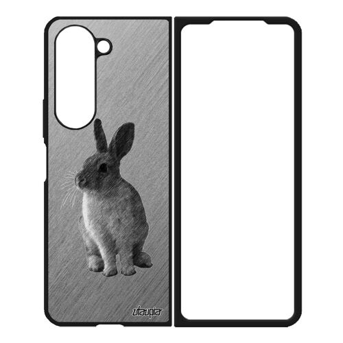 Coque Lapin Z Fold 5 Silicone Design Joli Animaux Lapine Dessin Gris Animal Mobile Lièvre Gel Belier De Paques Case Samsung Galaxy
