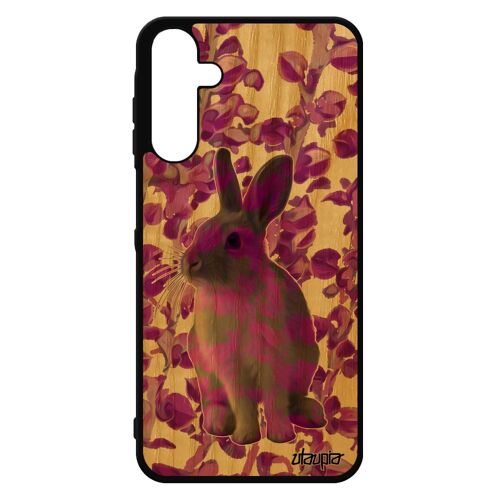 Coque En Bois Silicone Pour Galaxy A15 4g 5g Lapin Plante Belier Lapine Etui Animal Smartphone Mignon De Paques Animaux Rose Samsung
