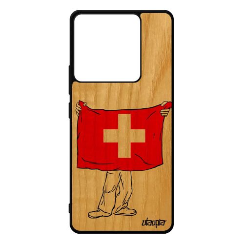 Coque Pour Xiaomi Redmi Note 13 Pro 5g Bois Silicone Drapeau Suisse Football Switzerland Basket Housse Coupe D'europe Euro Etui Foot
