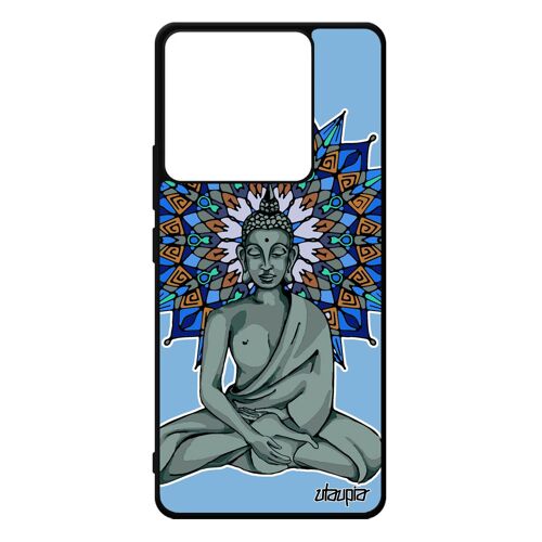 Coque Silicone Bouddha Xiaomi Redmi Note 13 Pro 5g Etui Original Noir Bleu Pochoir Mandala Image Personnalisé Homme Rosace Tibet Zen