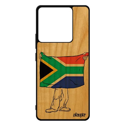 Coque Silicone Pour Xiaomi Redmi Note 13 Pro 5g Bois Drapeau Afrique Du Sud Africain Rugby Foot Jeux Olympiques Republique Jo Can De