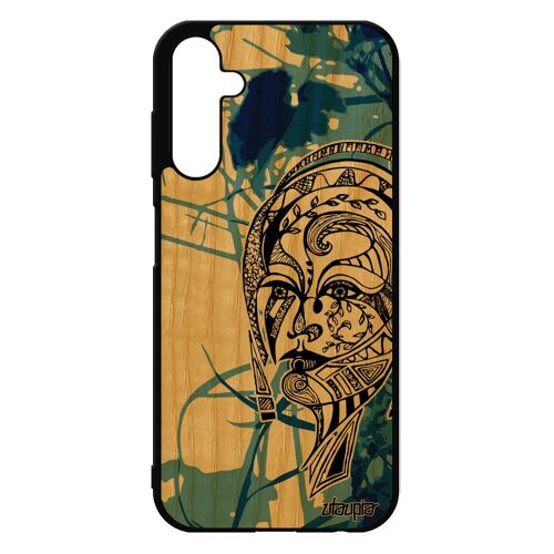 Coque En Bois Samsung A25 5g Silicone Femme De Protection Original Fille Fantaisie Bleu Feerique Azteque Tribal Housse Dessin Galaxy