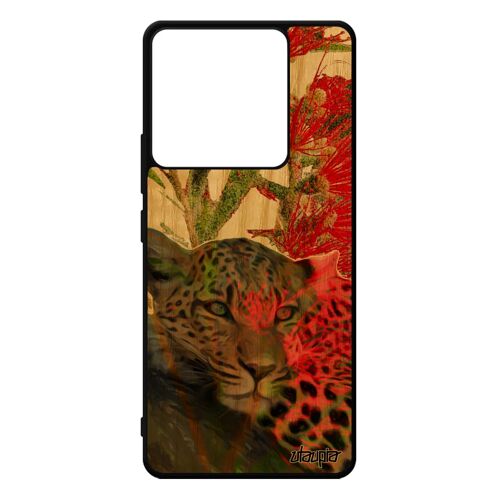 Coque Bois Xiaomi Redmi Note 13 Pro 5g Silicone Leopard Guepard Jaguar Portable Telephone Tpu Animaux Afrique Fauve Smartphone Rouge