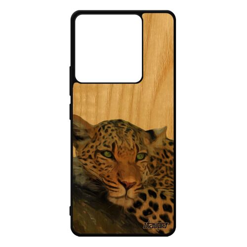 Coque Redmi Note 13 Pro 5g En Bois Veritable Silicone Leopard Guepard Jaguar Jolie Sauvage Noir Smartphone De Made In France Xiaomi