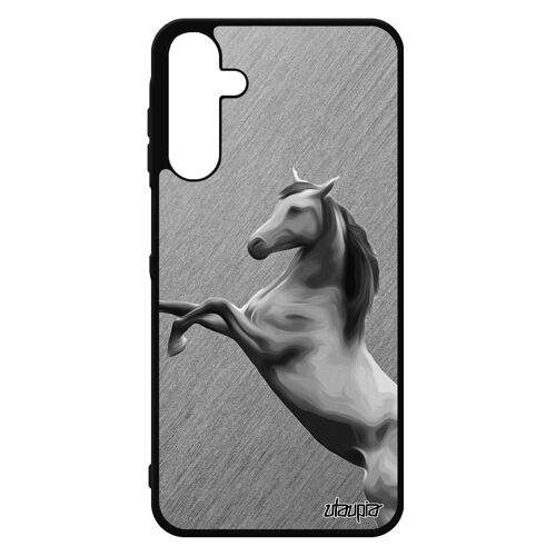 Coque Samsung A15 4g 5g Silicone Cheval Poney Unique Effet Gris Noir Design Poulain Smartphone Animaux Equitation Telephone Galaxy