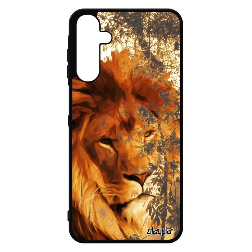Coque Samsung Galaxy A15 4G 5G silicone lion mobile animaux roi unique nature lionne fauve telephone case savane metal orange animal