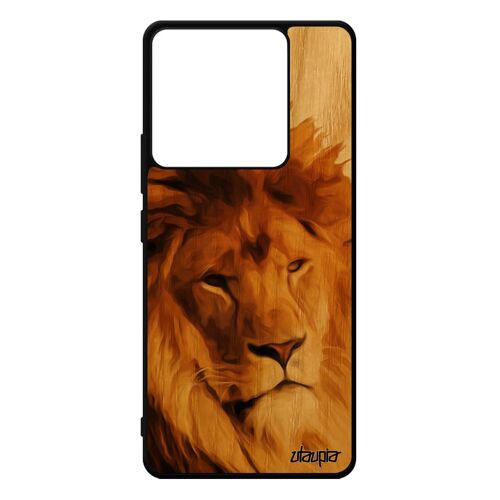 Coque Pour Redmi Note 13 Pro 5g Bois Silicone Lion Design Animal Cover Animaux Lionne Peinture Beige Personnalisé Felin Roi Xiaomi