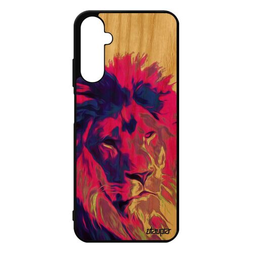 Coque Lion A05s En Bois Veritable Silicone Rose Lionne Animaux Street Art Felin Pochoir Design Fauve Smartphone Cover Samsung Galaxy