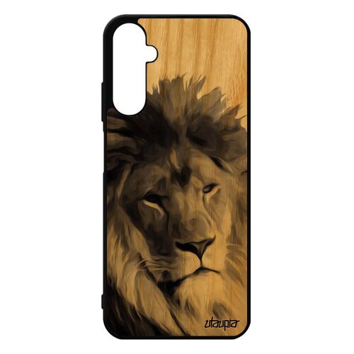 Coque Galaxy A05s Bois Silicone Lion Antichoc Design Gris Pas Cher Lionne Fauve Noir Felin Animaux Roi Personnalisé Animal Samsung
