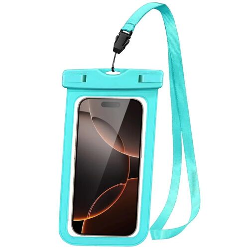 Pochette Étanche pour Téléphone Xiaomi Redmi iPhone Samsung Google OPPO Huawei, Protection IPX8 Tactile Sensible - Turquoise - E.F.Connection