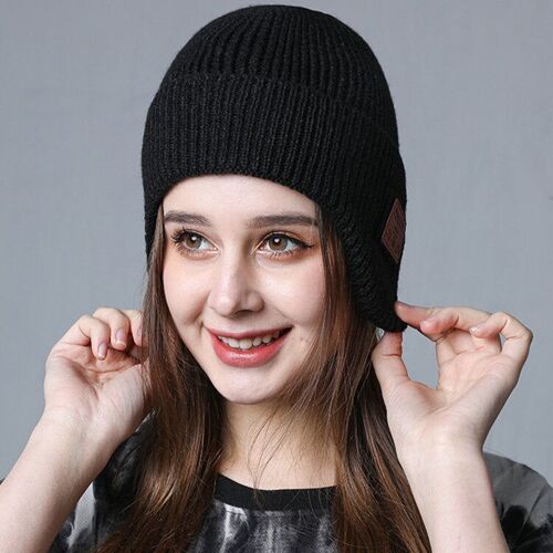 Oreille-Couvert Bluetooth Musique Chapeau Casque Binaural HIFI Stéréo Casque Ca Haut-Parleur avec Micro, Noir
