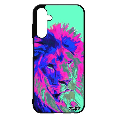 Coque Samsung A25 5g Silicone Lion Etui Original Design Nature Fauve Street Art Pop Art Violet Peinture Roi Animaux Pochoir Galaxy