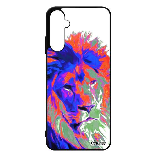 Coque Samsung Galaxy A05s Silicone Lion Savane Pop Art Fauve Dessin Peinture Orange Portable Felin Lionne Rigide Design Roi Etui De