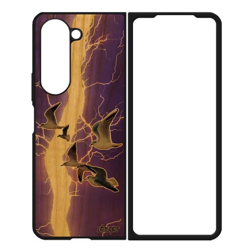 Coque Samsung Z Fold 5 Bois Silicone Oiseaux Mouettes Animaux Design Etui Mer Marin Orage Personnalisé Animal Made In France Galaxy