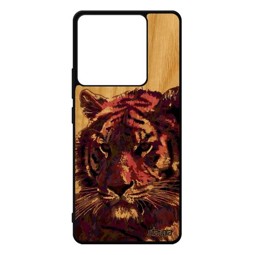 Coque Xiaomi Redmi Note 13 Pro 5g Bois Silicone Tigre Art Rigide Felin Violet Design Du Bengal Animaux Noir Tigresse Animal Fauve De