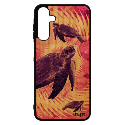 Coque Samsung A15 4g 5g Bois Silicone Tortue Rose De Mer Design Texture Noir Unique Rigide Etui Telephone Luth Reptile Marin Galaxy