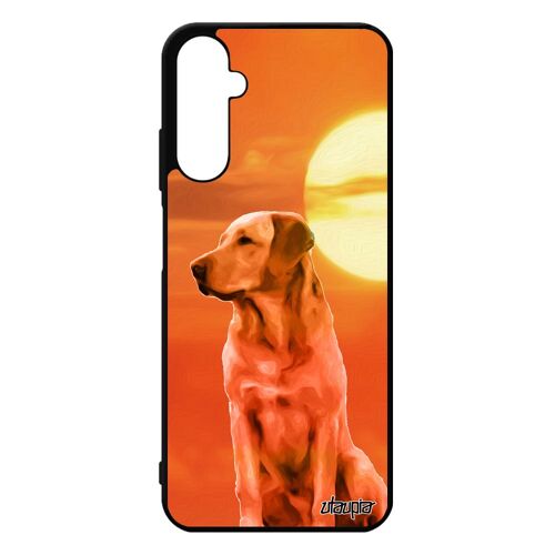 Coque Silicone A05s Chien Noir Golden Retriever Ciel Chiot Orange Dessin Personnalisé Couché De Soleil Design Animaux Samsung Galaxy