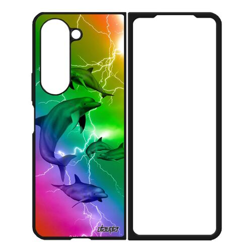 Coque Pour Galaxy Z Fold 5 Silicone Dauphin Marin Antichoc Animal Eclair Housse Marsouin Design Mer Dessin Telephone Ocean Samsung