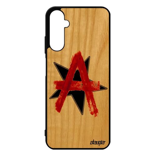 Coque En Bois A05s Silicone Anarchie Urbain Antichoc Telephone Pas Cher Logo Revolution Punk Signe Motif Noir Mobile Samsung Galaxy