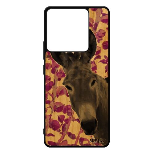 Coque Pour Xiaomi Redmi Note 13 Pro 5g En Bois Silicone Ane Rigide Tetu Etui Plante Nature Mule Antichoc Animaux Bourrique Telephone