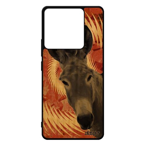 Coque telephone pour Redmi Note 13 pro 5G en bois silicone ane texture tetu etui anesse mandala orange animal animaux bumper Xiaomi