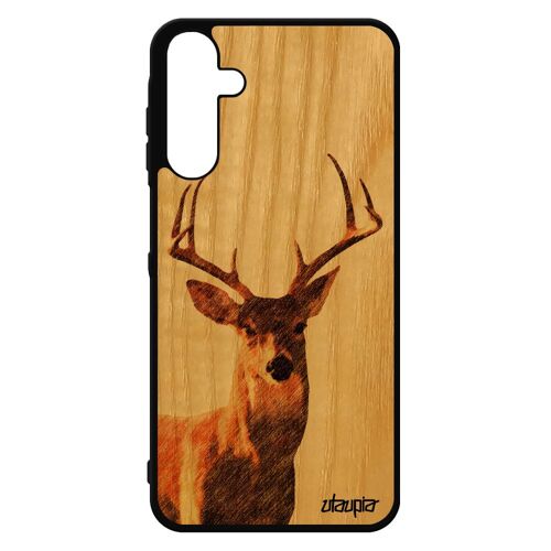 Coque En Bois De Protection Pour Samsung Galaxy A15 4g 5g Silicone Cerf Animal Personnalisé Pas Cher Design Frêne Jolie Nature Faon