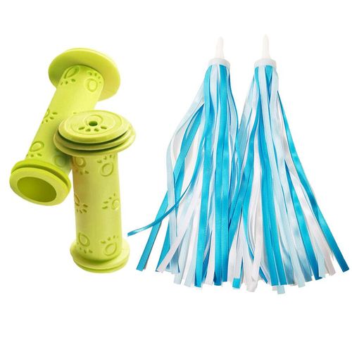Couvercle De Poignée De Vélo Pour Enfants,Ruban De Glands,Guidon De Vélo Pour Enfants,Poignée De Scooter En Caoutchouc Étanche,Anti-Brûlure,22mm,1 Paire - Type Green Grip Ribbon