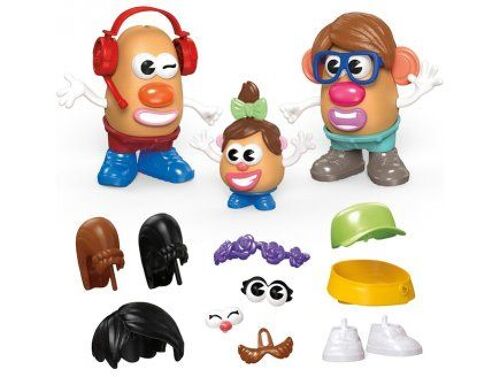 Coffret Famille Patate 44 pieces pour creer 3 personnages Potato - Monsieur, Madame, Bebe - Set Jouet enfant 2 ans et carte