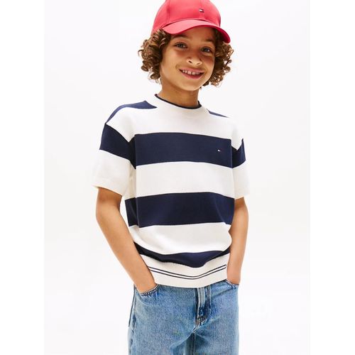 Pull À Manches Courtes Et Rayures Rugby Rugby Stripe Sweater Ss/Dark Night Navy Stripes - 140 Cm