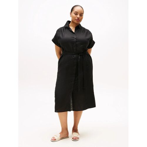 Robe Chemise Midi Curve En Pur Lin Crv Ess Li Belted S/S Midi Dress/Black - 50